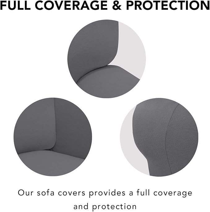 PureFit Super Stretch 4 Seater Sofa Slipcover – Spandex Non Slip Soft Couch Sofa Cover, Washable Furniture Protector with Non Skid Foam and Elastic Bottom for Kids, Pets （XX Large, Gray）
