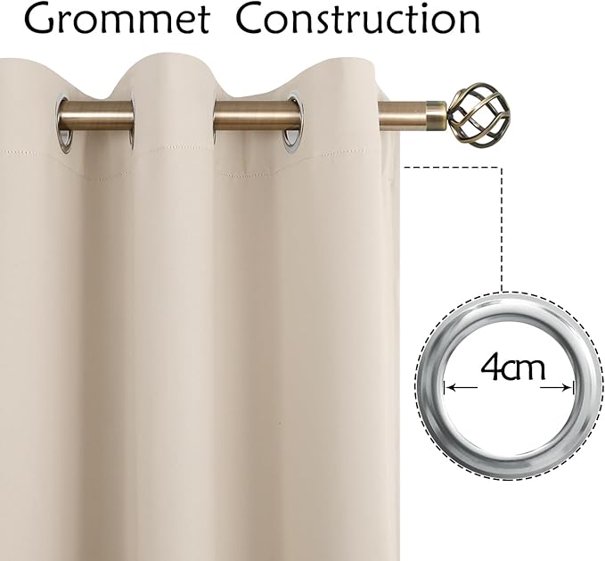 BGment Blackout Curtains - Grommet Thermal Insulated Room Darkening Bedroom and Living Room Curtains, Set of 2 Panels (70 x 84 Inch, Champagne)