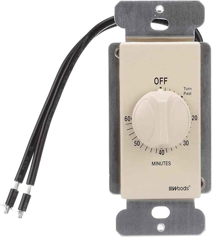 Woods 59718 In-Wall 60 Minute Spring Wound Timer; Light Almond - Image 2