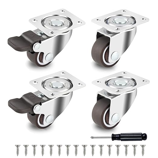 HOWDIA 1.5" Caster Wheels Low Profile Casters Set of 4 Heavy Duty, 360 Degree by HOWDIA