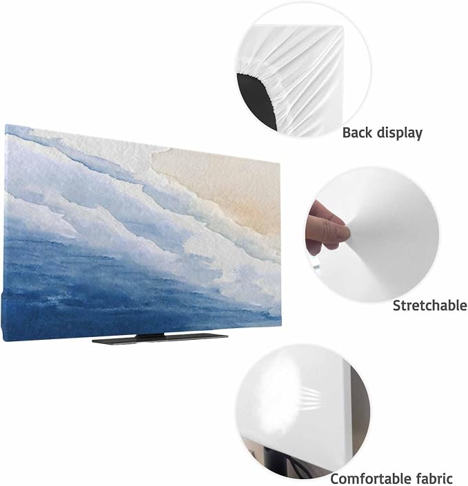 Summer Beach Ocean Blue Gradient Indoor TV Cover, Elastic TV Screen Protector - Image 7