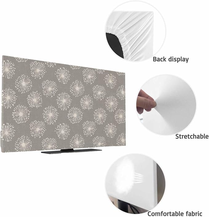 Abstract Dandelion on Grey Indoor TV Cover, Elastic TV Screen Protector Vintage - Image 7
