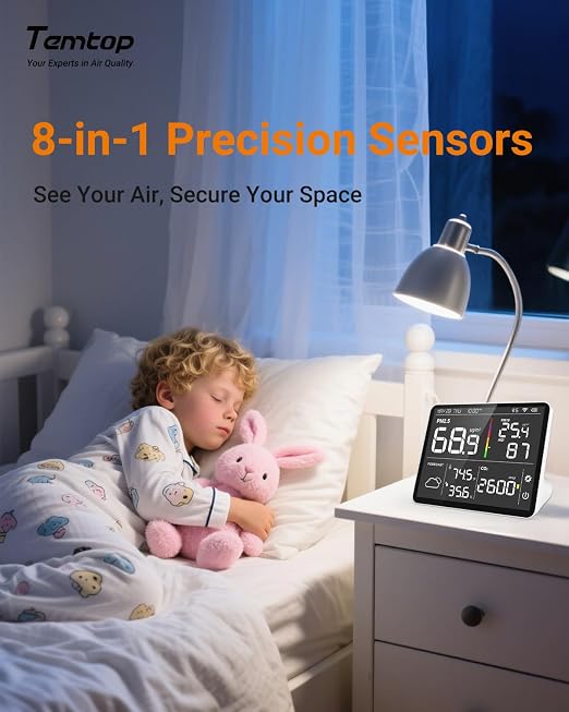 Temtop Air Quality Monitor Indoor PM2.5 CO2 Detector, 8-in-1 Smart Air Quality - Image 5