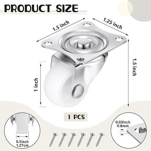 Maitys 1 Pcs 1" Swivel Profile Casters Wheels - Image 2