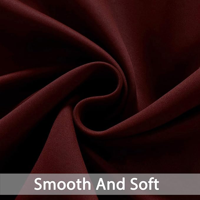Yakamok Room Darkening Curtains 63 Inches Long Blackout Curtains Thermal Insulated Drapes with Grommets Top Window Treament Curtain for Bedroom Living Room 52 x 63 inch, Burgundy Red, 2 Panels Set