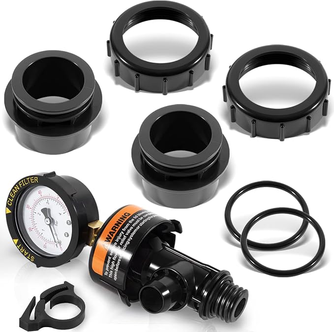 sixcow 98209800 High Flow Manual Relief Valve w/Pressure Gauge & 270100 Black by Sixcow