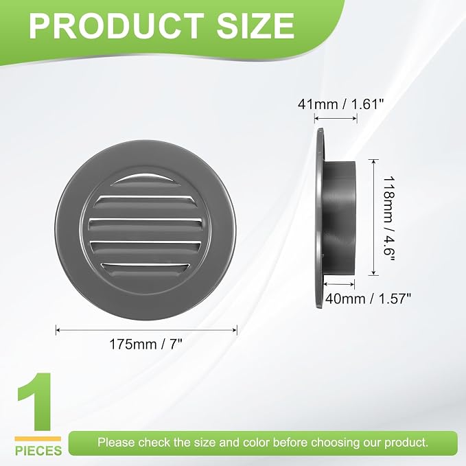 PATIKIL 4.6" Round Air Vent, Louver Grille Cover Aluminum Alloy Soffit Vent - Image 2