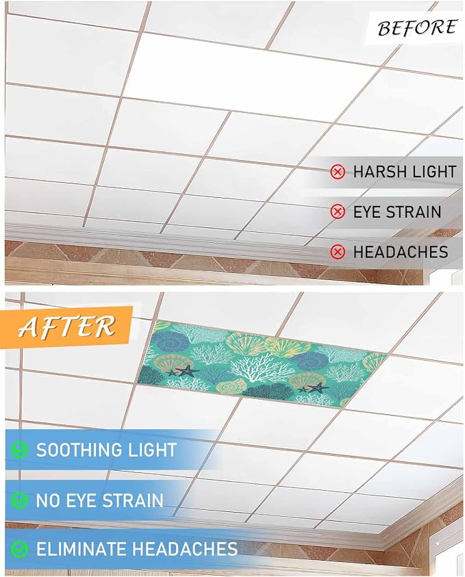 3 Pack Fluorescent Light Cover for Classroom Ceiling Light, Nautical Coastal - Image 6