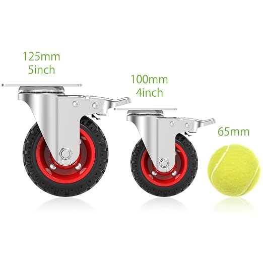 4" Swivel Caster Wheels with Safety Dual Locking and Rubber Tire Wheels - Image 6
