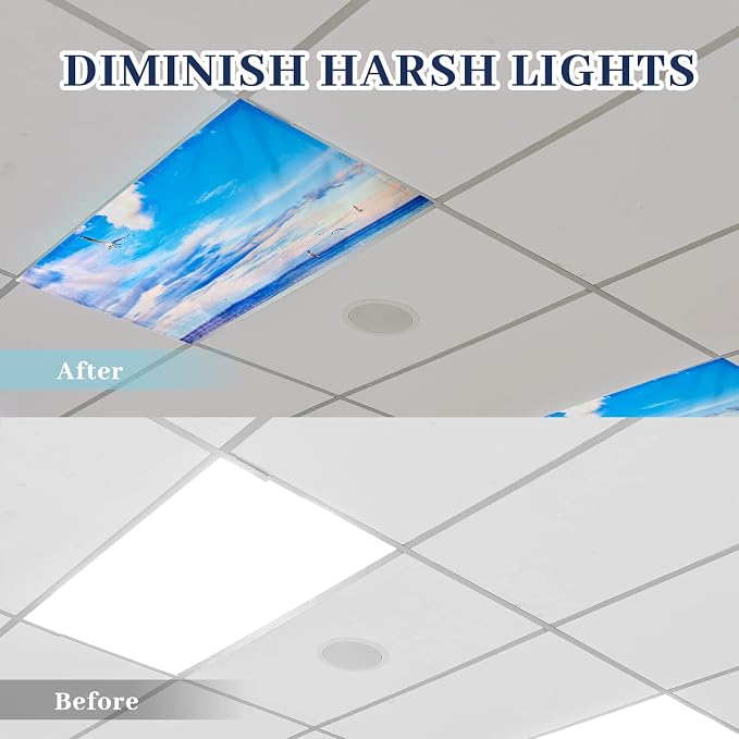 Hortsun 6 Pcs Magnetic Fluorescent Light Covers, 4 x 2 Feet Magnetic Classroom - Image 3