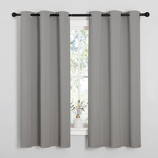 NICETOWN Blackout Curtains 63 inches Long, Thermal Insulated Solid Grommet Top Blackout Curtains/Drapes for Office (Sand Color, 1 Pair, 42 x 63 inches)