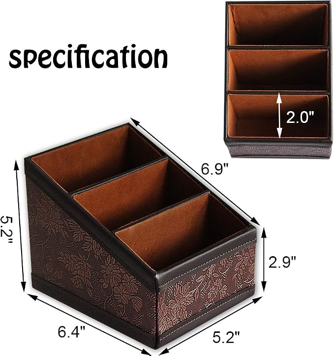 PU Leather Remote Control Holder Storage Container - Image 2