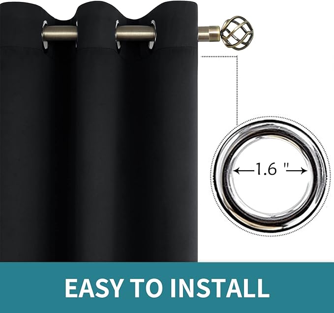 BGment Black Blackout Curtains 84 Inch Long for Living Room - Thermal Insulated Grommet Window Black Out Drapes for Home Decor, 2 Panels, Each 52 Inch Wide