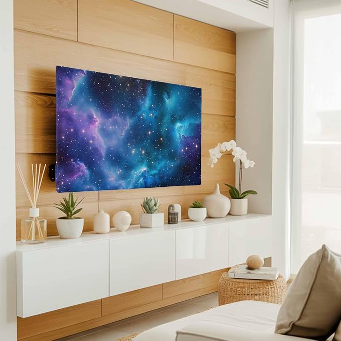 Gradient Purple Black Starry Sky Indoor TV Cover, Elastic TV Screen Protector - Image 2