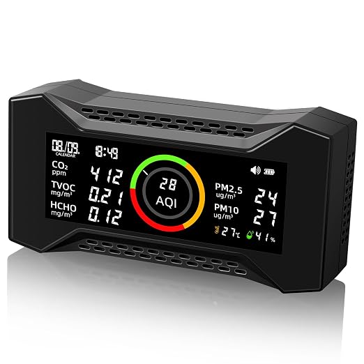 8-in-1 Air Quality Monitor Indoor, CF-20 Portable Air Quality Tester CO2 by Simbow