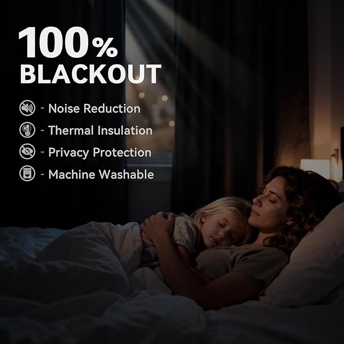 100% Blackout Shield Linen Blackout Curtains for Bedroom, Butter Cream Grommet Curtains for Living Room, Thermal Insulated Room Darkening Drapes for Nursery, Boho Home Decor, 50" W x 84" L, 2 Panels