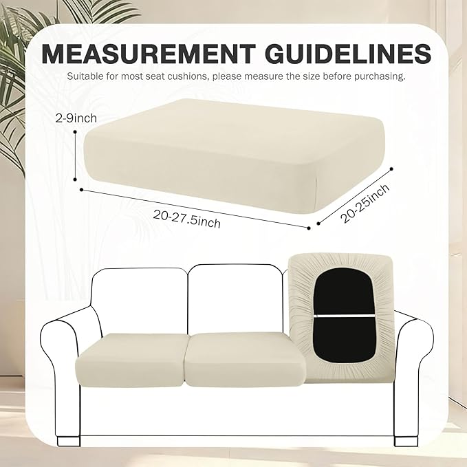hyha 14Pcs Patio Cushion Covers, Stretch Outdoor Couch Cushion Covers Replacement, Washable Outdoor Chair/Sofa Slipcovers for Patio Furniture Cushions Protector with Elastic Bottom(Beige,Cover Only)