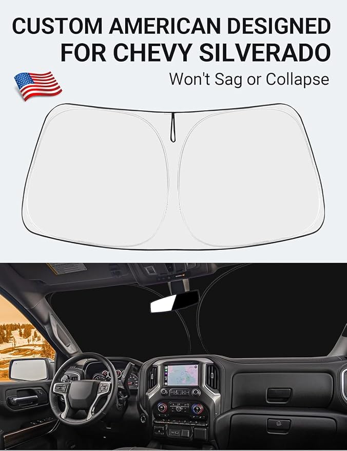 Proadsy Windshield Sun Shade Custom Fit Chevy Silverado 1500 2Dr 4Dr 2019-2024 - Image 2