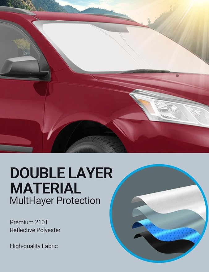 Proadsy 2026 Upgrade Front Windshield Sun Shade Foldable Sunshade Protector - Image 2