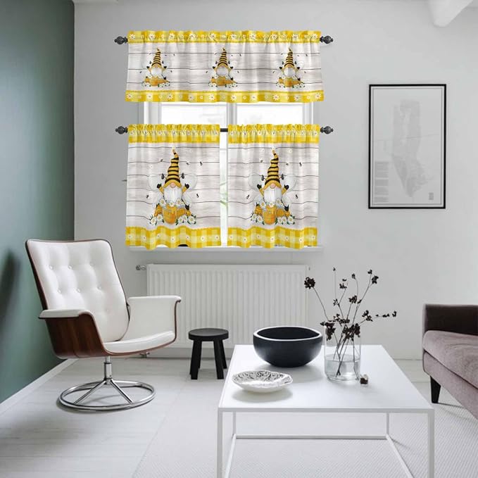 Yellow Gnomes Kitchen Curtains Set 3 Piece - Image 8