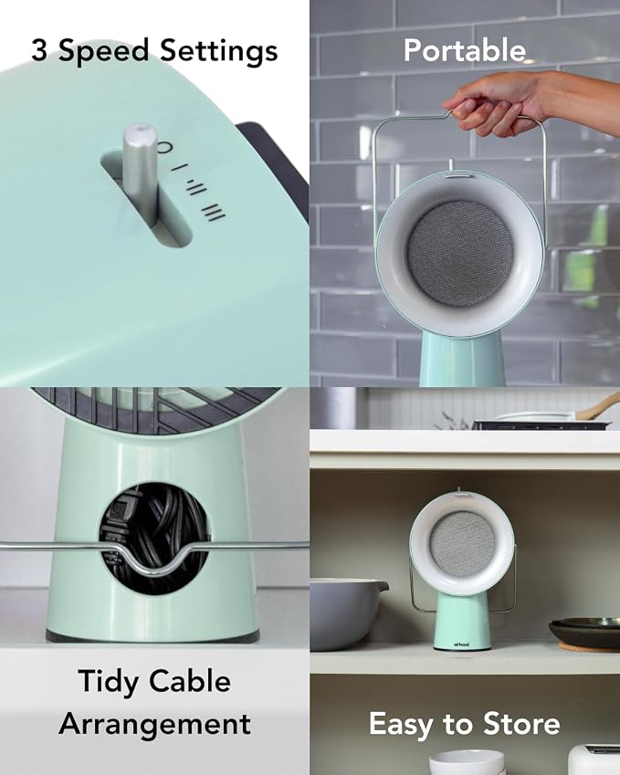 AirHood Wired Range Hood Portable Kitchen Exhaust Fan, Mint Green | Dual oil - Image 3