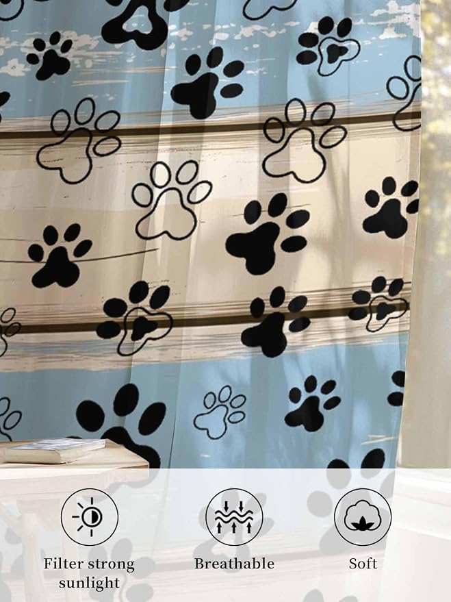 Sheer Curtains 96 Inches Long, Vintage Farmhouse Rustic Wooden Grain Privacy - Image 6