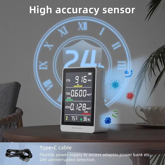 5-in-1 Professional Indoor Air Quality Monitor Indoor Portable CO2 Monitor | - Image 3