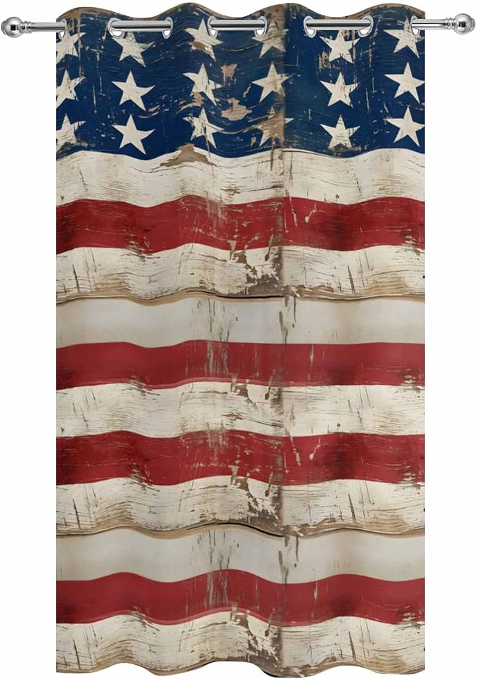 4th of July Outdoor Curtains for Patio USA Flag Independence Day Vintage - Image 9