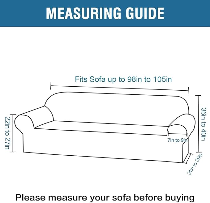 H.VERSAILTEX Stretch Velvet Sofa Covers Large Couch Covers Sofa Slipcovers with Non Slip Straps Underneath The Furniture, Feature Thick Comfy Rich Velour (XL Sofa, 98"-105", Black)