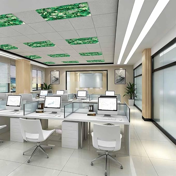 Green Palm Leaf Fluorescent Light Covers Ceiling Lights Filter - Image 5