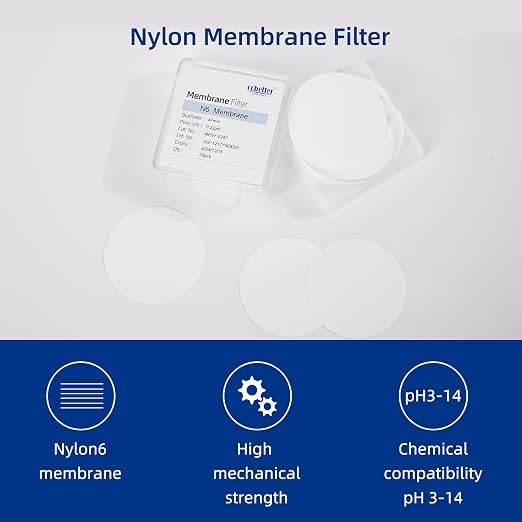 100 PCS Nylon Disc Membrane Filters 47mm 0.1µm Pore Size pH 5-12 - Image 3