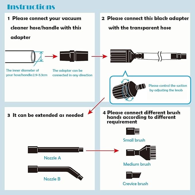 EZ SPARES Micro Cleaning Nozzle Kit, Micro Vacuum Attachment, Universal Vacuum - Image 6