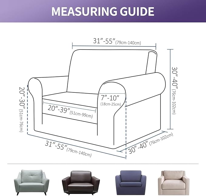 Joccun Stretch Chair Couch Cover,1-Piece Sofa Slipcover Spandex Jacquard Fabric Sofa Covers with Elastic Bottom,Washable Furniture Protector for Dogs,Cats,Kids(Armchair,Peacock Blue)