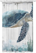 Sheer Curtains 96 Inches Long, Sea Turtle Teal Blue Semi Sheer Curtains Light by Unknown