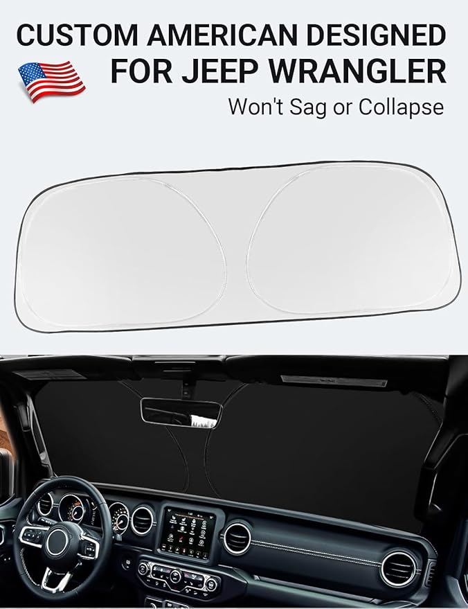 Proadsy Windshield Sun Shade Custom Fit Jeep Wrangler JL JLU & Gladiator JT - Image 2