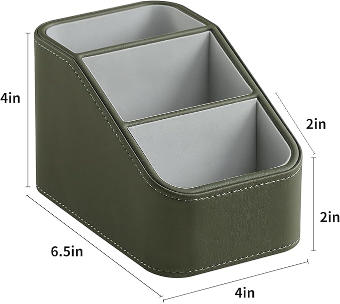 PU Leather Remote Control Holder, Small Desk Organizer Office Supply Bedside - Image 7