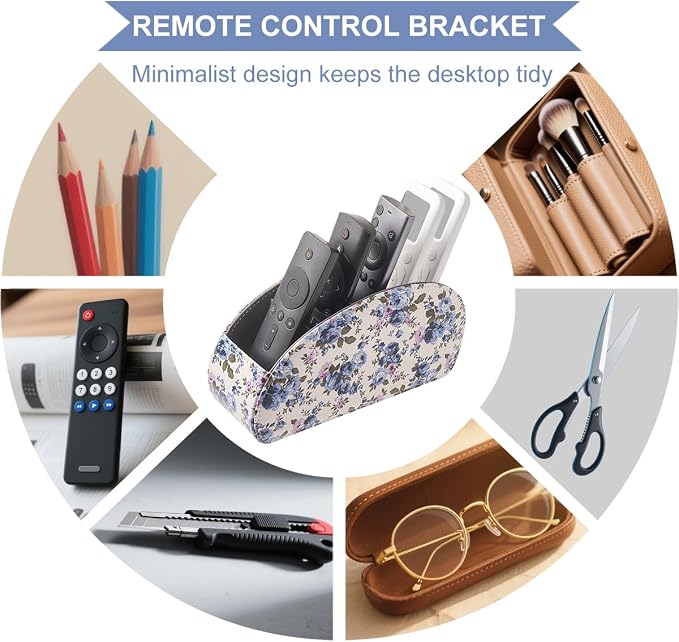 Remote Control Holder with 5 Compartments, PU Leather Remote Holder Compatible - Image 5