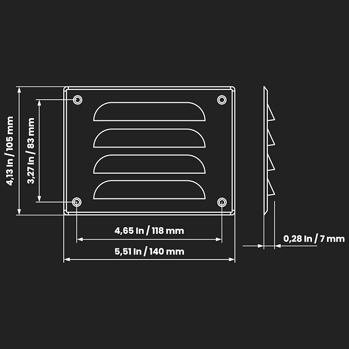 Repa Market 5.5" x 4" Inch Aluminum Air Vent Cover - Image 2