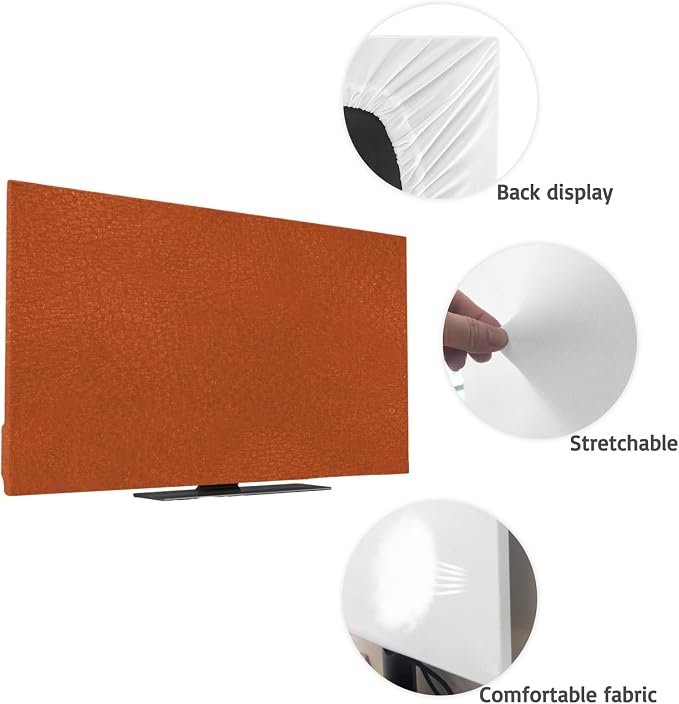 Autumn Burnt Orange Indoor TV Cover, Elastic TV Screen Protector Solid Color - Image 7