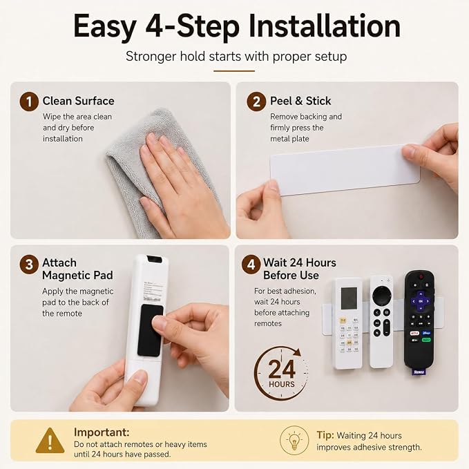 Magnetic Remote Control Holder Kit, Self-Adhesive Wall Mount Organizer - Image 5