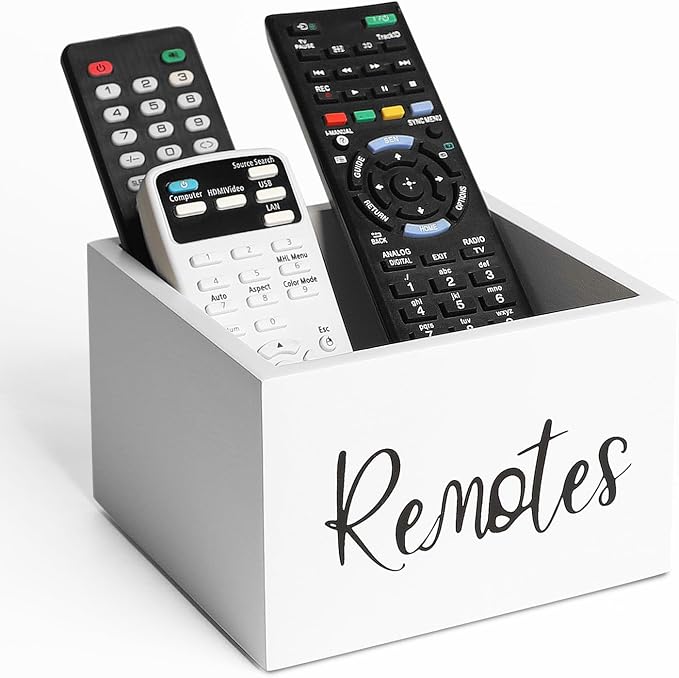 LBEMEY Wood Remote Control Holder, TV Remote Control Organizer by LBEMEY