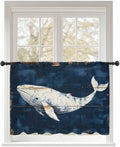 Sheer Curtains 54 Inch Length, Ocean Whale Blue Semi Sheer Curtains Light by Unknown