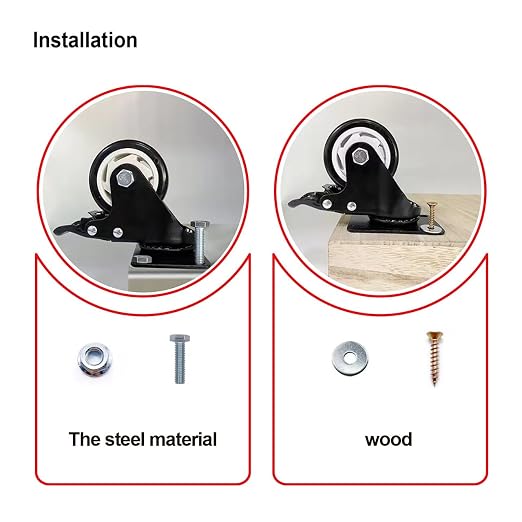 3" Swivel Casters Set of 4, Heavy Duty Locking Casters - Image 3