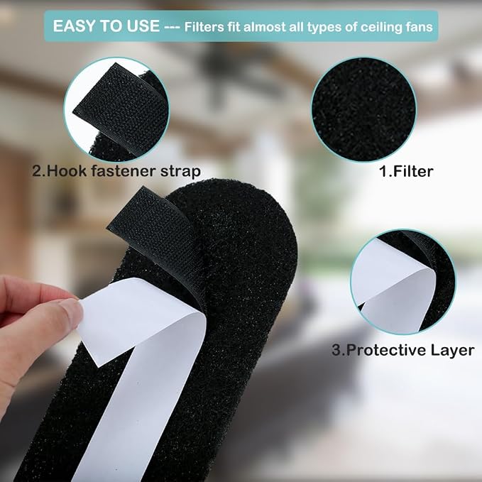 15 Pack Ceiling Fan Filter for Blades, Activated Carbon Ceiling Fan Air - Image 7