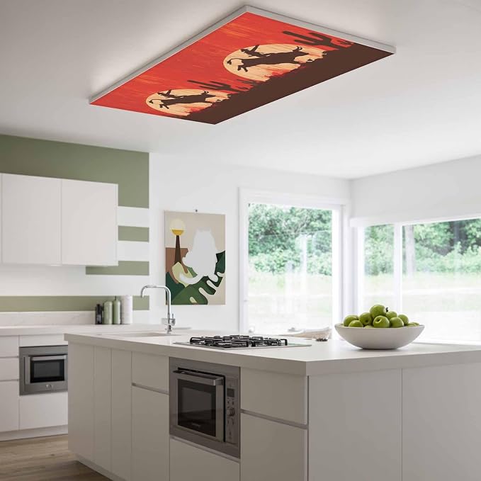 Fluorescent Light Covers for Drop Ceiling Western Cowboys Horse Riding on Red - Image 2