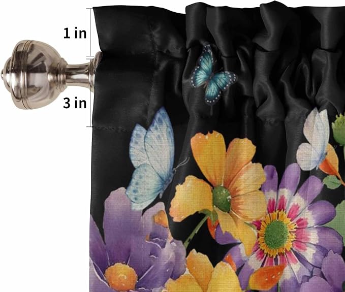 Spring Flowers Kitchen Curtains 54 Inches Length, Watercolor Country Colorful - Image 6