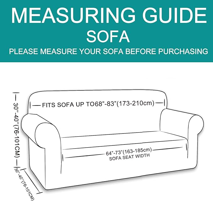 U-NICE HOME Stretch Couch Cover Sofa Cover Sofa Slipcover Furniture Protector for 3 Cushion Couch Sofa Pet Friendly(Sofa, Light Blue)