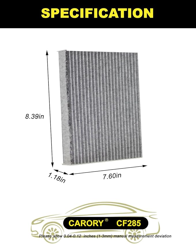 CARORY 2 Pack Cabin Air Filter w/Activated Carbon - Image 2