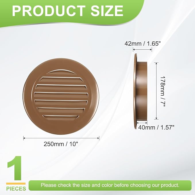 PATIKIL 7" Round Air Vent, Louver Grille Cover Aluminum Alloy Soffit Vent HVAC - Image 2