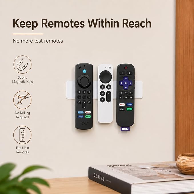 Magnetic Remote Control Holder Kit, Self-Adhesive Wall Mount Organizer - Image 2